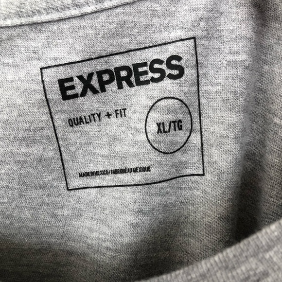 Express Light Gray Short Sleeve Tee with Dots - Picture 4 of 7